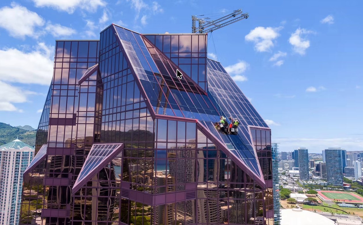 Rope-access glazing installers